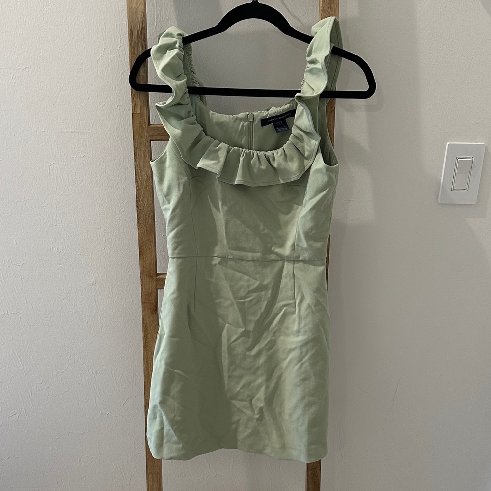 French Connection Light Green Ruffle Mini Dress